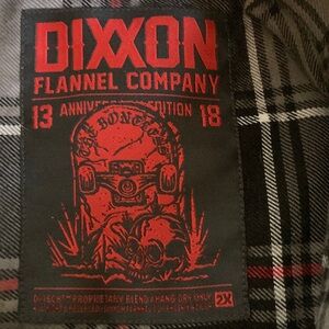 DIXXON Black and Gray cPlaid Shirt with Red Accents